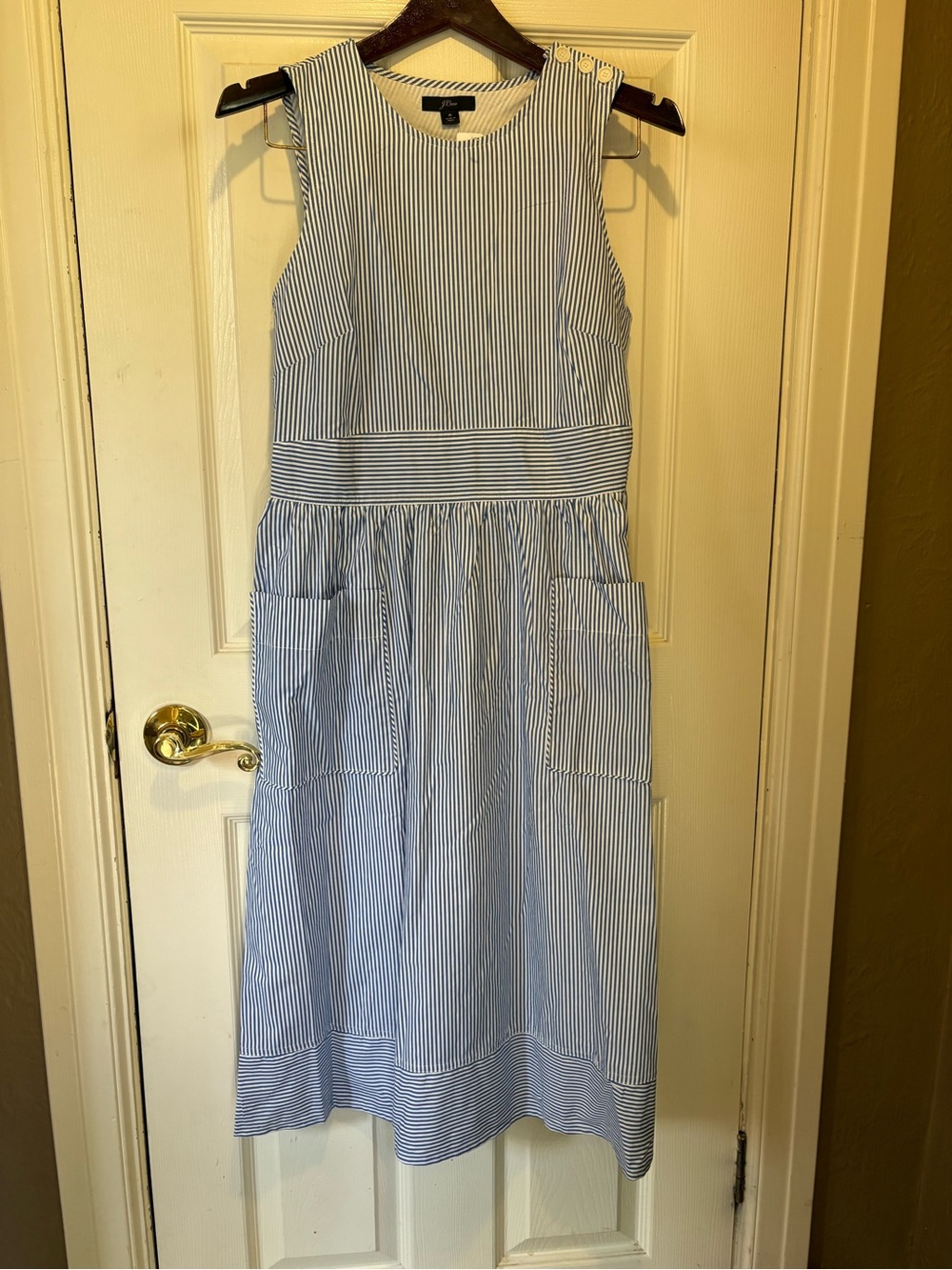 J. Crew Blue and White Striped Midi Dress nwt size 6